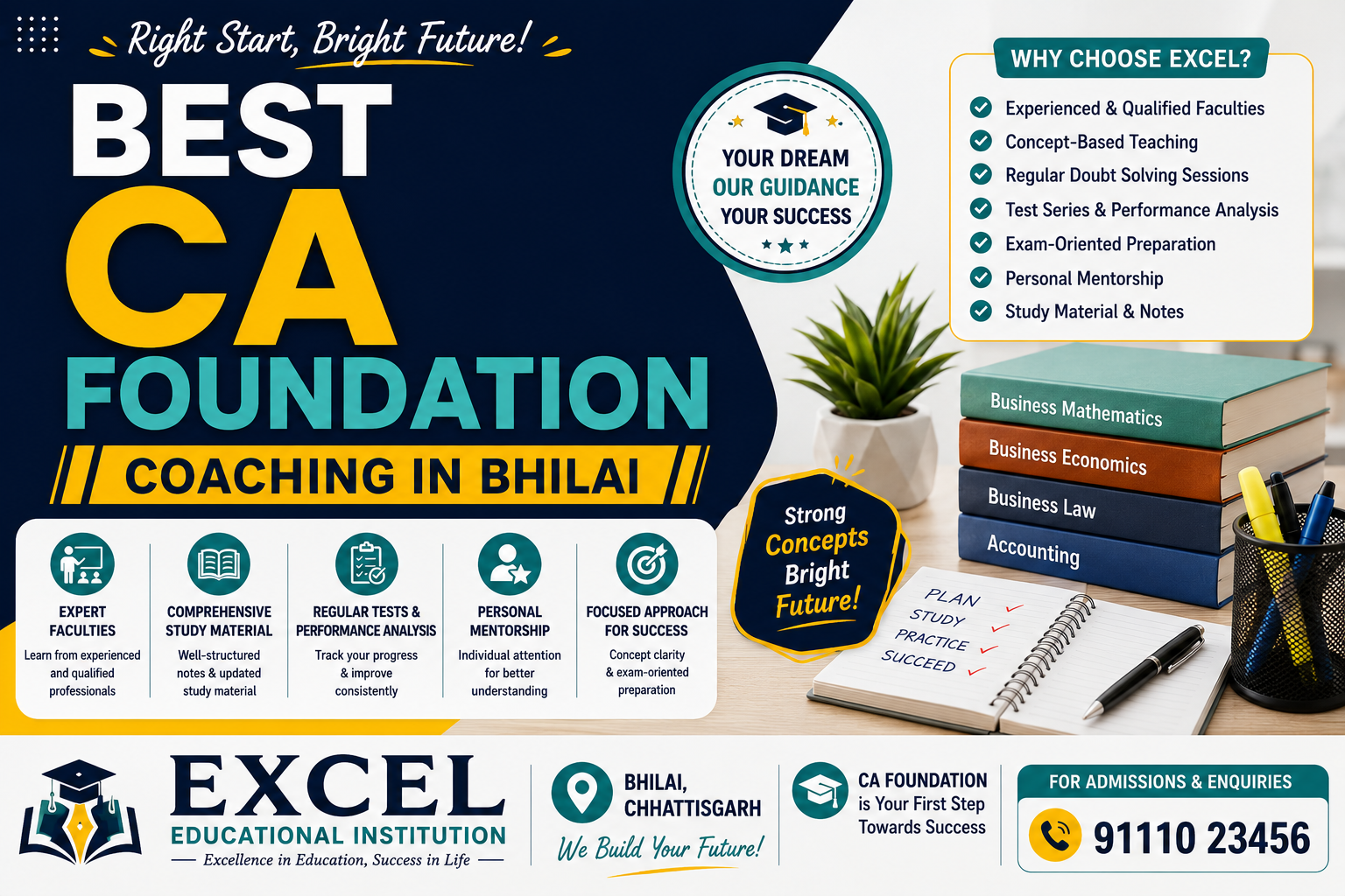 Best CA Foundation Coaching in Bhilai | Excel Educational Institution